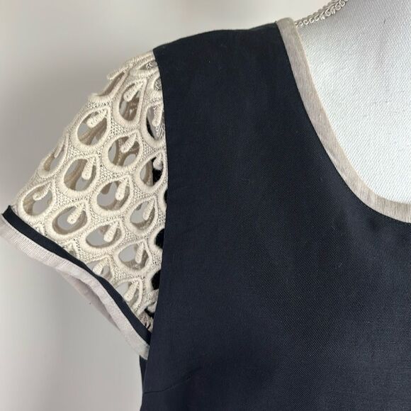 Mint velvet linen cotton blend Black and Cream Top Womens Size 14 with lining. - Picture 3 of 14